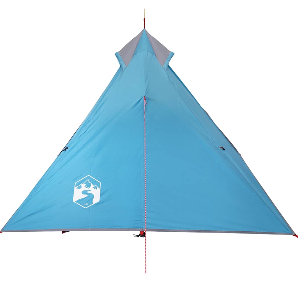 Zijaanzicht van de blauwe vidaXL hangende tipi tent met waterdichte stof.