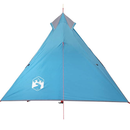 Zijaanzicht van de blauwe vidaXL hangende tipi tent met waterdichte stof.