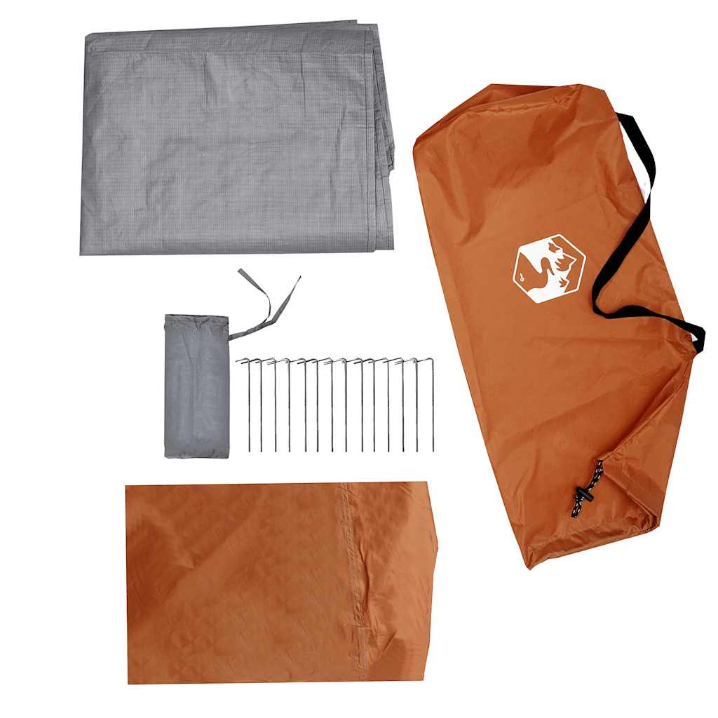 Detail van de oranje vidaXL hangende tipi tent, inclusief accessoires en haringen.
