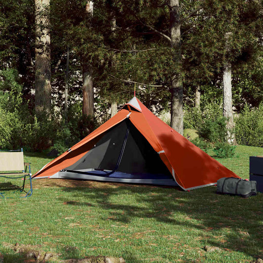 Hangende tipi tent van vidaXL in oranje, waterdicht en geplaatst in een groene omgeving.