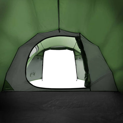Zijaanzicht van de groene vidaXL tunneltent met open ingang en ruime binnenruimte.