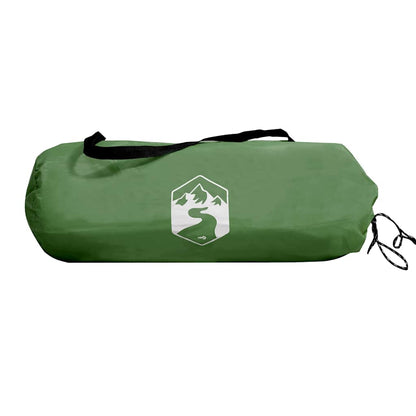 Groene vidaXL tunneltent in opbergtas met logo, zijaanzicht.