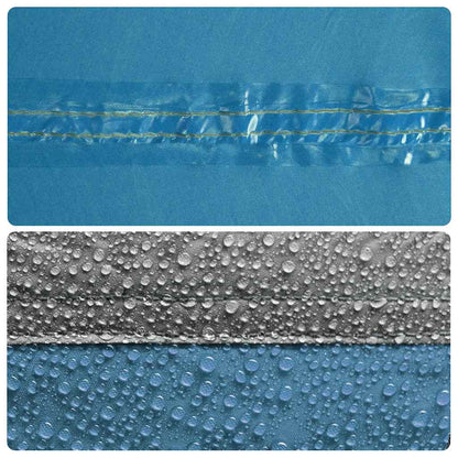 Detail van de waterdichte naden van de vidaXL tunneltent in blauw.
