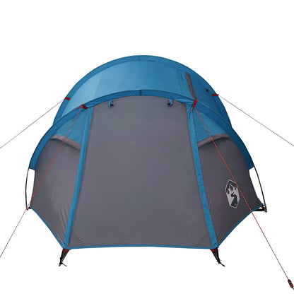 Detail van de blauwe vidaXL 2-persoons tunneltent met waterdichte buitentent.