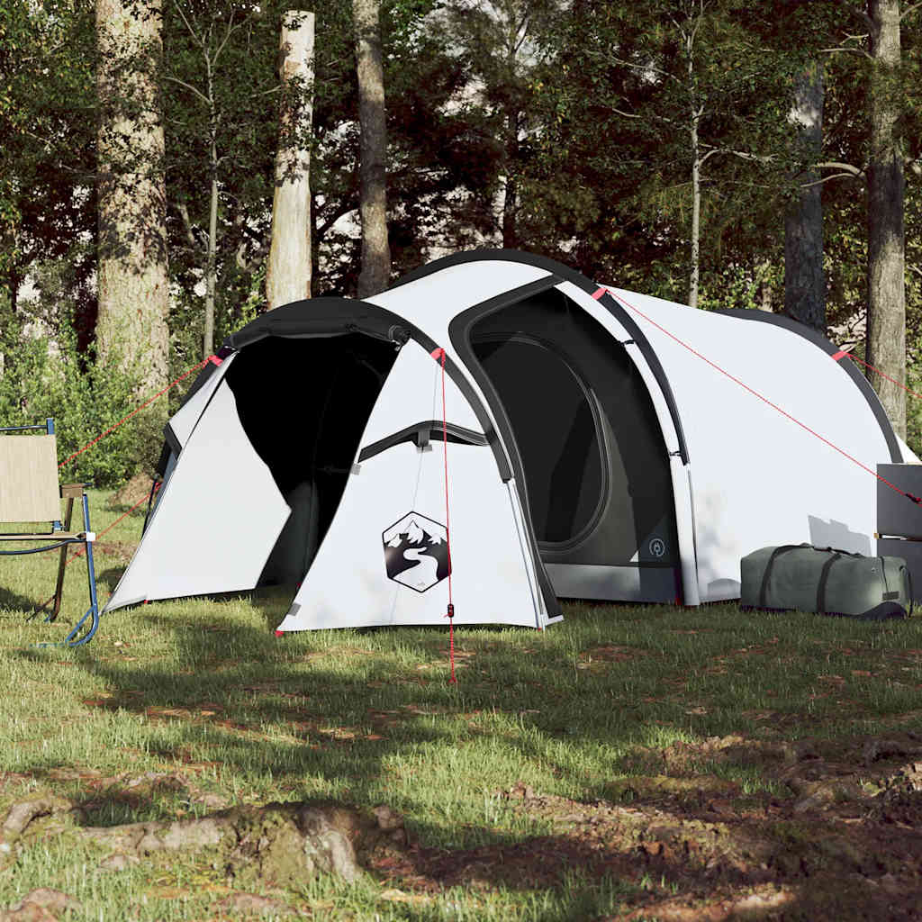 Detail van de vidaXL 2-persoons tunneltent met open ingang en verduisterend doek.