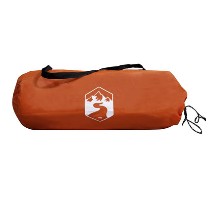 Oranje opbergtas van de vidaXL Tunneltent met logo en trekkoord.