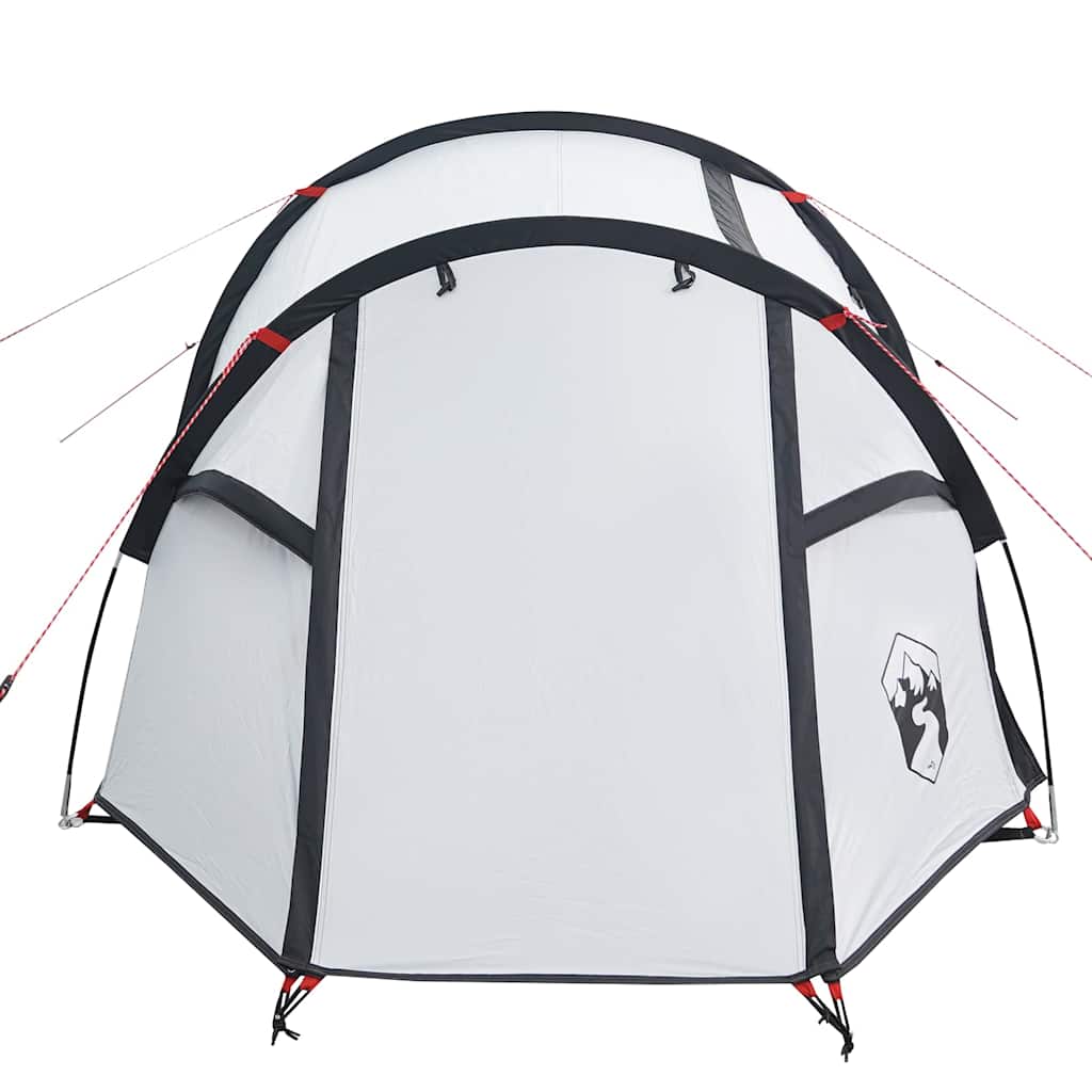 Detail van de vidaXL tunneltent met verduisterende witte stof en zwarte accenten.