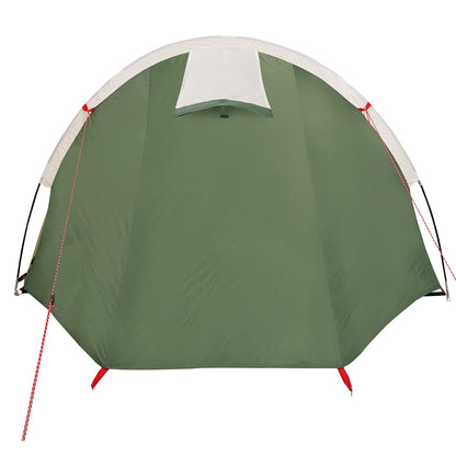 Detail van de groene vidaXL tunneltent met een waterdichte buitenzijde en ventilatierooster.