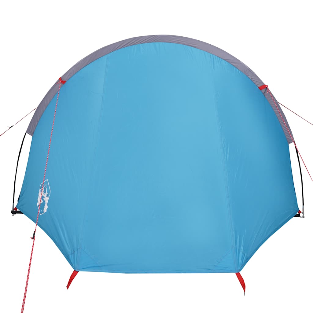 Zijaanzicht van de blauwe vidaXL tunneltent met waterdichte coating.