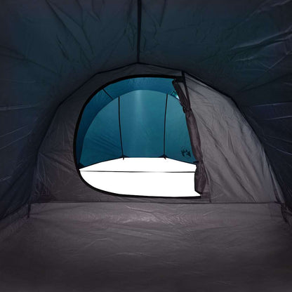 Detail van de binnenkant van de vidaXL tunneltent met een blauwe opening en lichtinval.