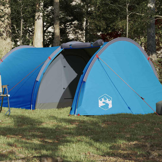 Blauwe vidaXL tunneltent voor 4 personen met waterdicht ontwerp en ruime ingang.