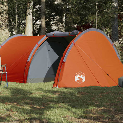 Oranje vidaXL tunneltent voor 4 personen, waterdicht, opgesteld in de natuur.