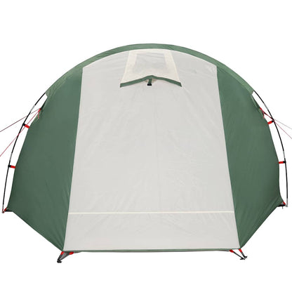 Detail van de groene vidaXL tunneltent met waterdichte luifel en ventilatierooster.