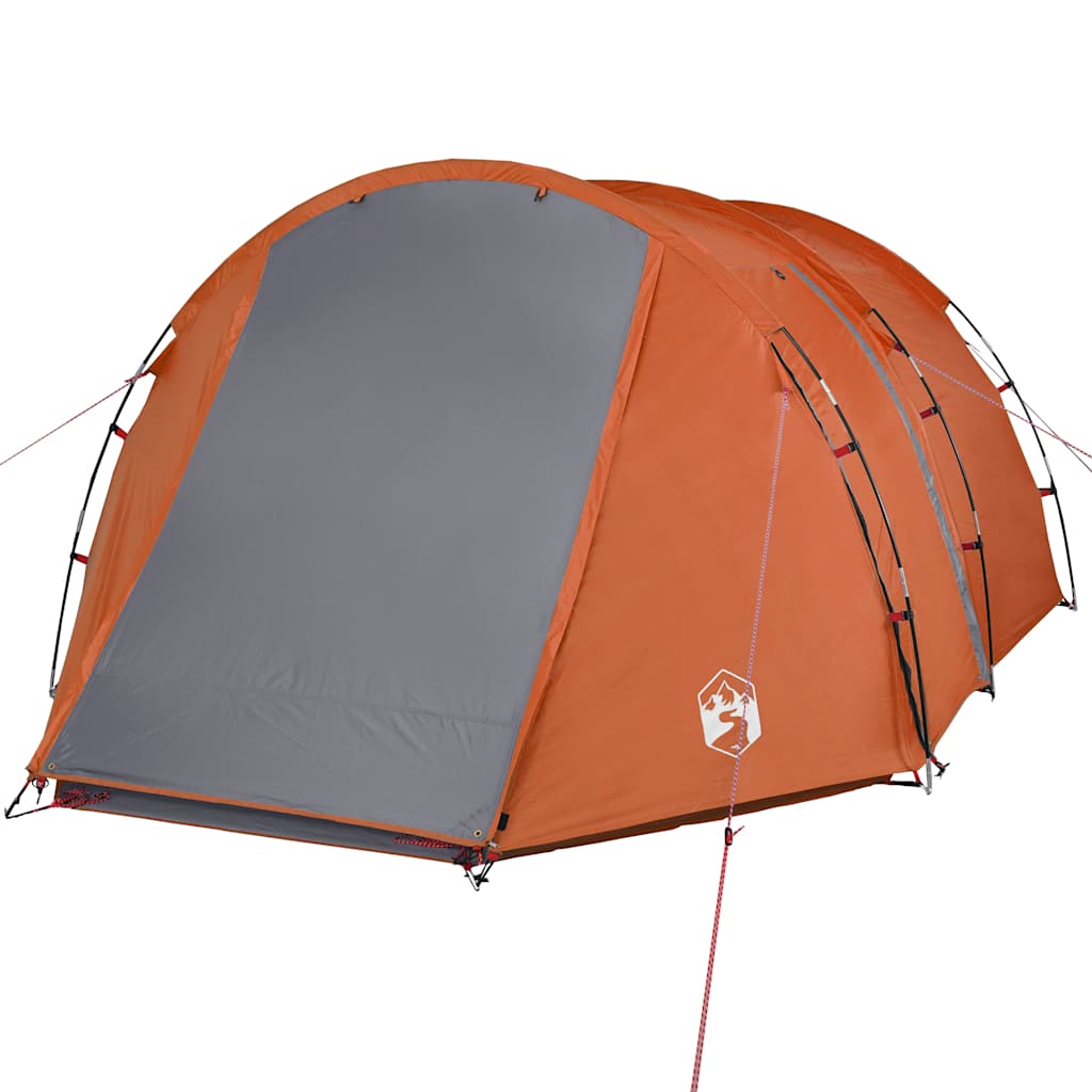Detail van de vidaXL tunneltent met grijze en oranje kleuren, zijaanzicht.