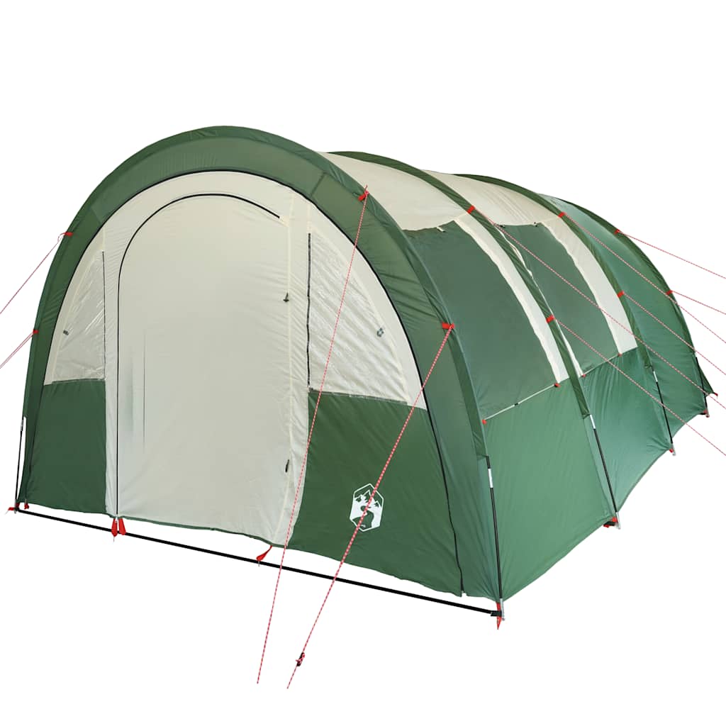 Detail van de vidaXL tunneltent in groen, met een zijaanzicht van de ingang.