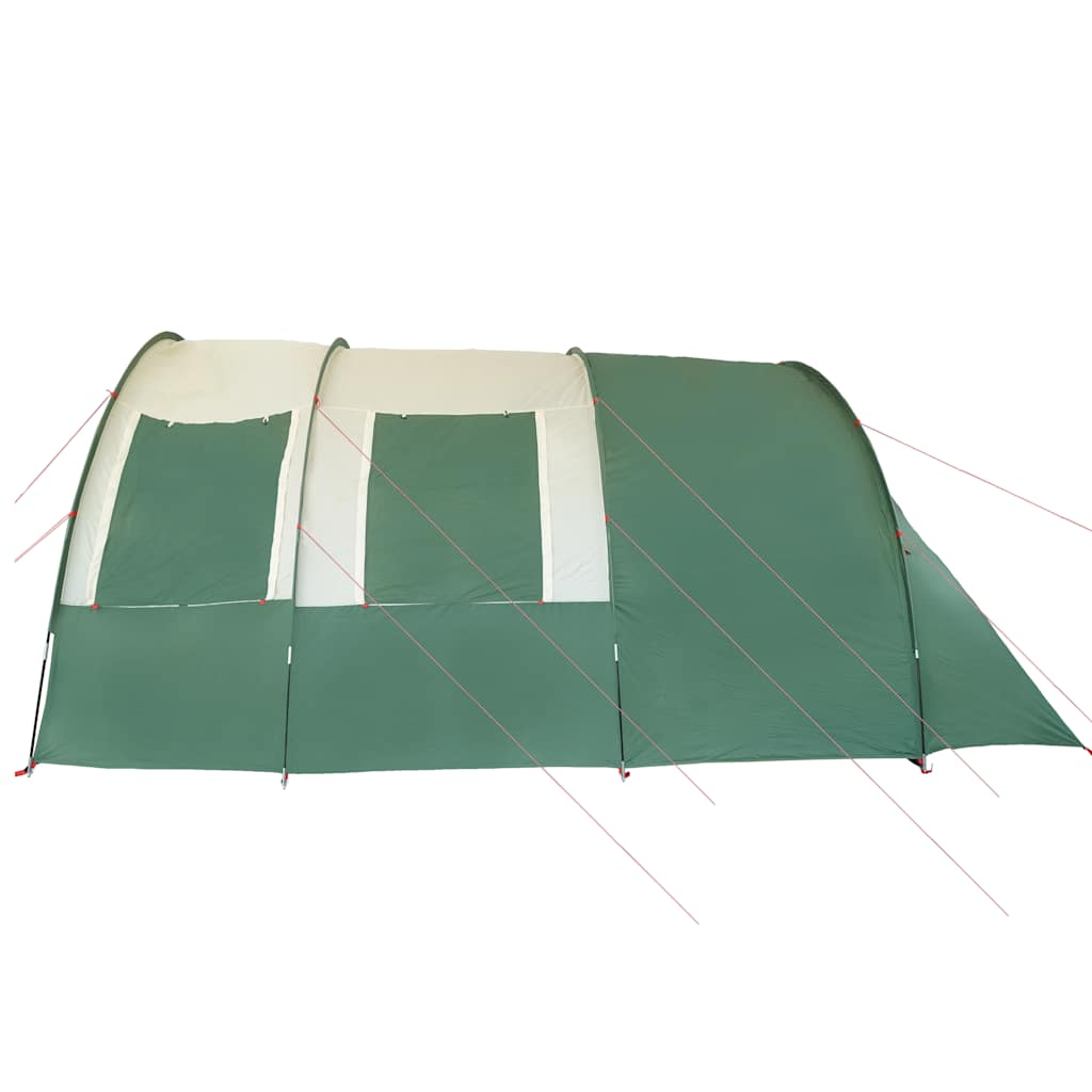 Detail van de vidaXL tunneltent in groen, met waterdichte buitenkant en gaasventilatie.