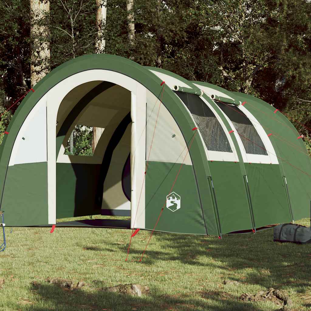 Groene vidaXL tunneltent voor 4 personen met waterdicht ontwerp en ventilatiewanden.