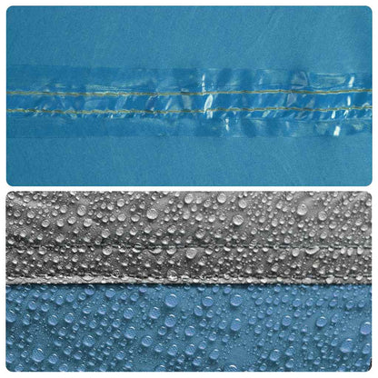 Detail van de waterdichte naden van de vidaXL tunneltent in blauw.