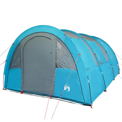 Zijaanzicht van de vidaXL 4-persoons tunneltent in waterdicht blauw.