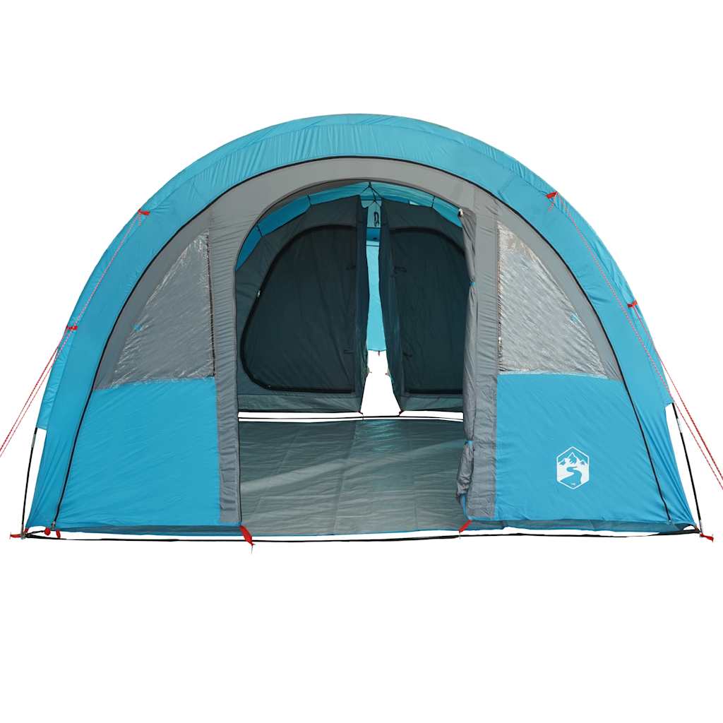 Zijaanzicht van de vidaXL 4-persoons waterdichte tunneltent in blauw.