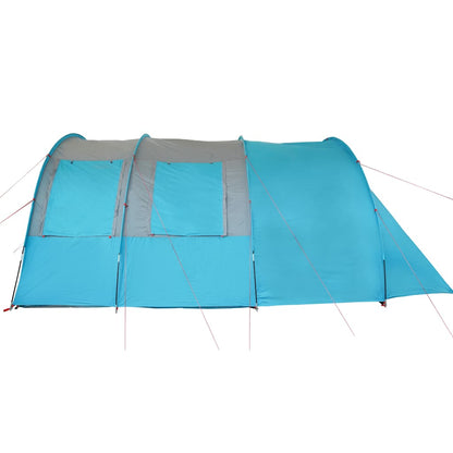 Zijaanzicht van de vidaXL 4-persoons tunneltent in waterdicht blauw.