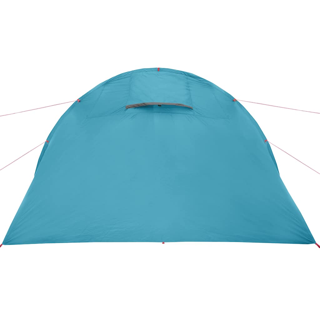 Detail van de blauwe vidaXL tunneltent met ventilatierooster aan de bovenkant.