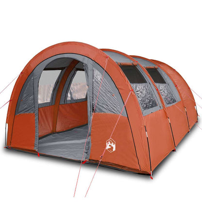 Detail van de vidaXL tunneltent met grijze en oranje kleur, zijaanzicht met gaaswanden.