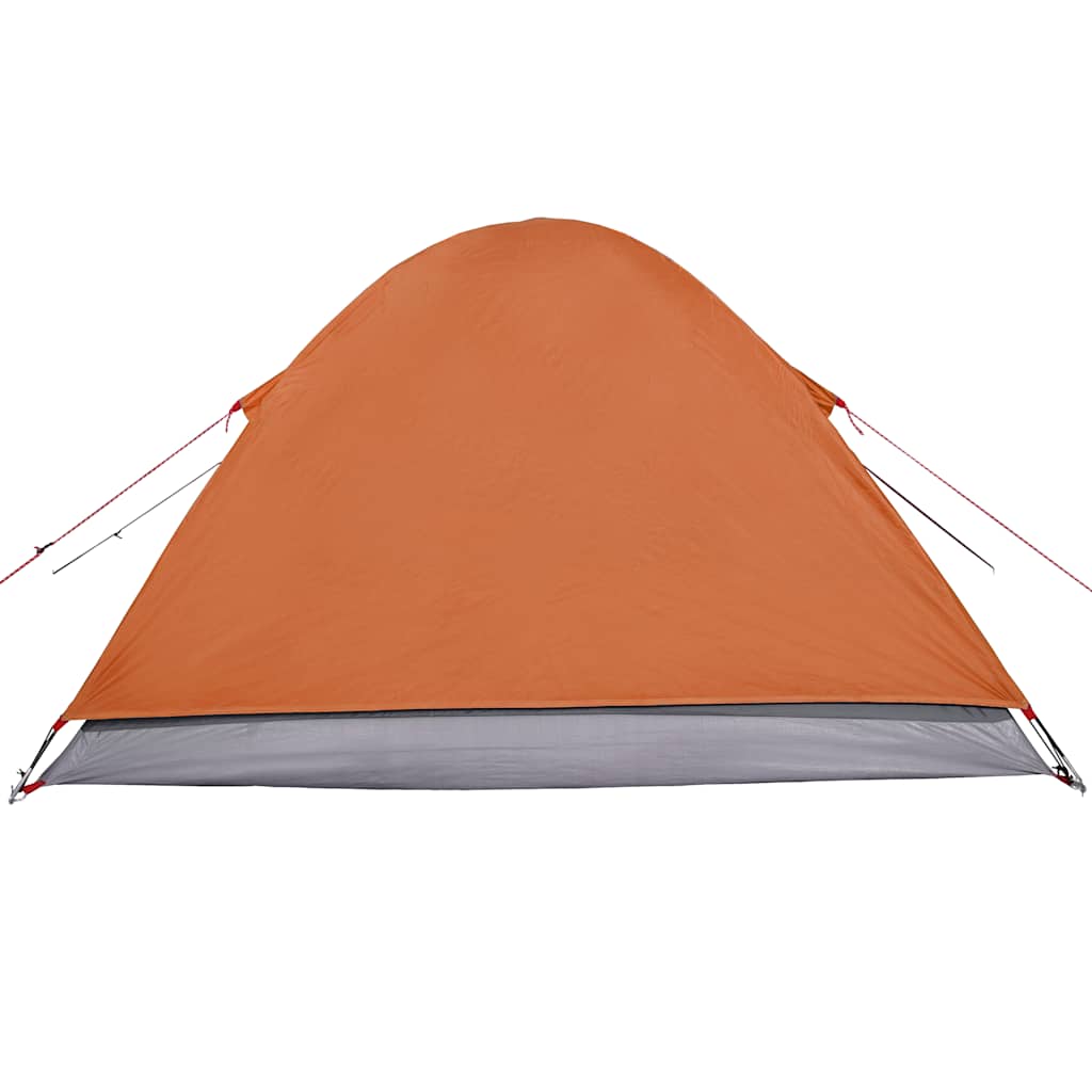 Zijaanzicht van de vidaXL koepeltent 3-persoons in waterdicht oranje.