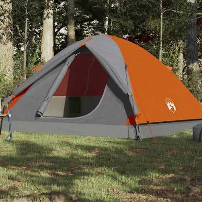 Koepeltent vidaXL 3-persoons in oranje met waterdichte en windbestendige eigenschappen, zijaanzicht.