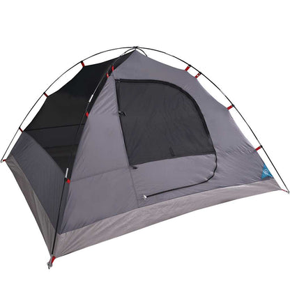 Detail van de vidaXL koepeltent in blauw, zijaanzicht met open deur en ventilatieroosters.