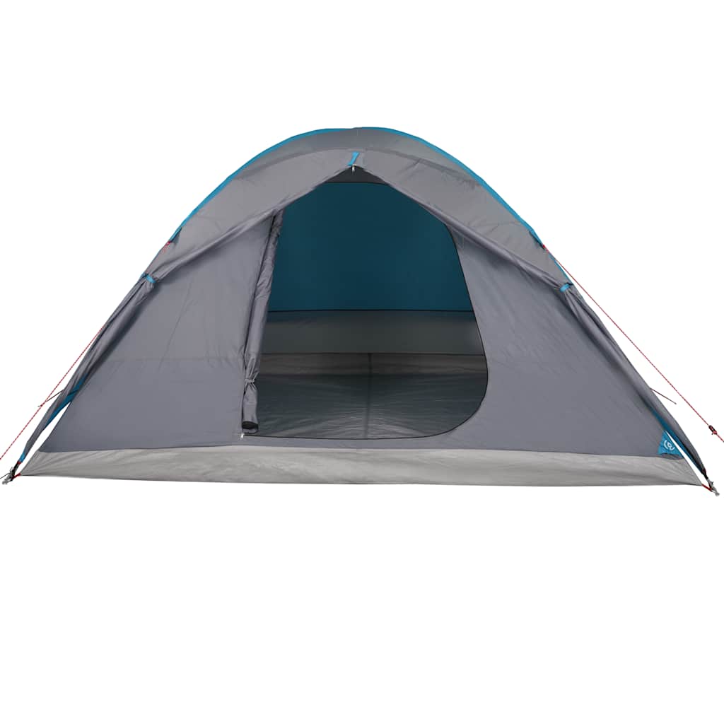 Zijaanzicht van de vidaXL koepeltent in blauw met open ingang en waterdicht ontwerp.