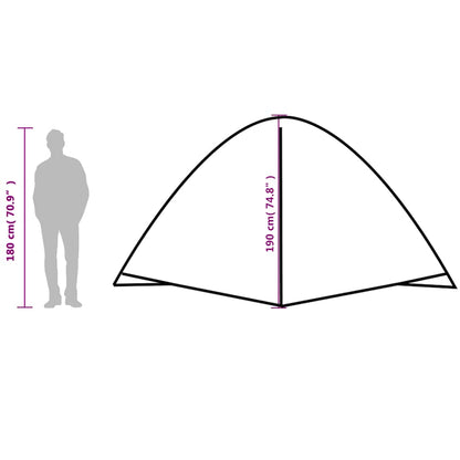 Zijaanzicht van de vidaXL koepeltent met afmetingen en hoogte van 190 cm.