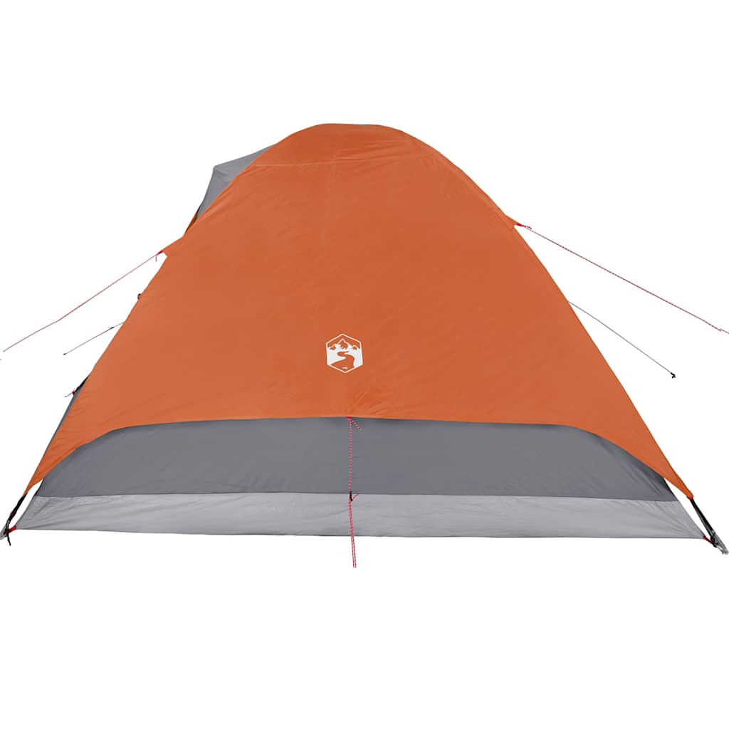 Zijaanzicht van de oranje vidaXL koepeltent met waterdichte bekleding.
