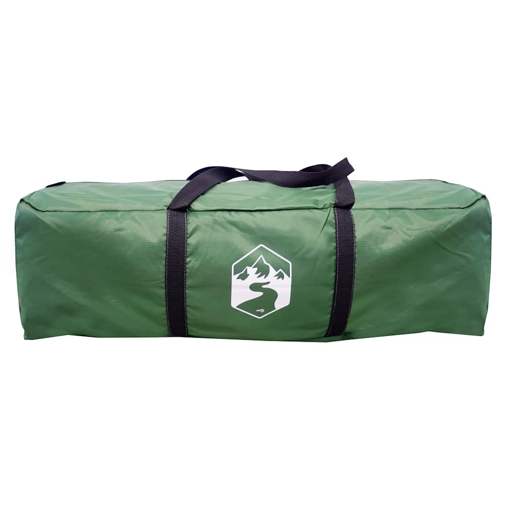 Groene vidaXL tent met luifel, opgevouwen in een handige draagtas.