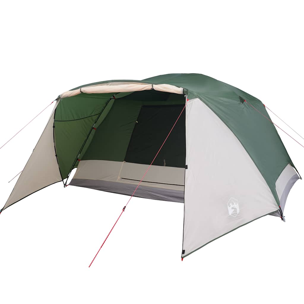 Detail van de vidaXL 4-persoons tent met luifel, groen en waterdicht ontwerp.