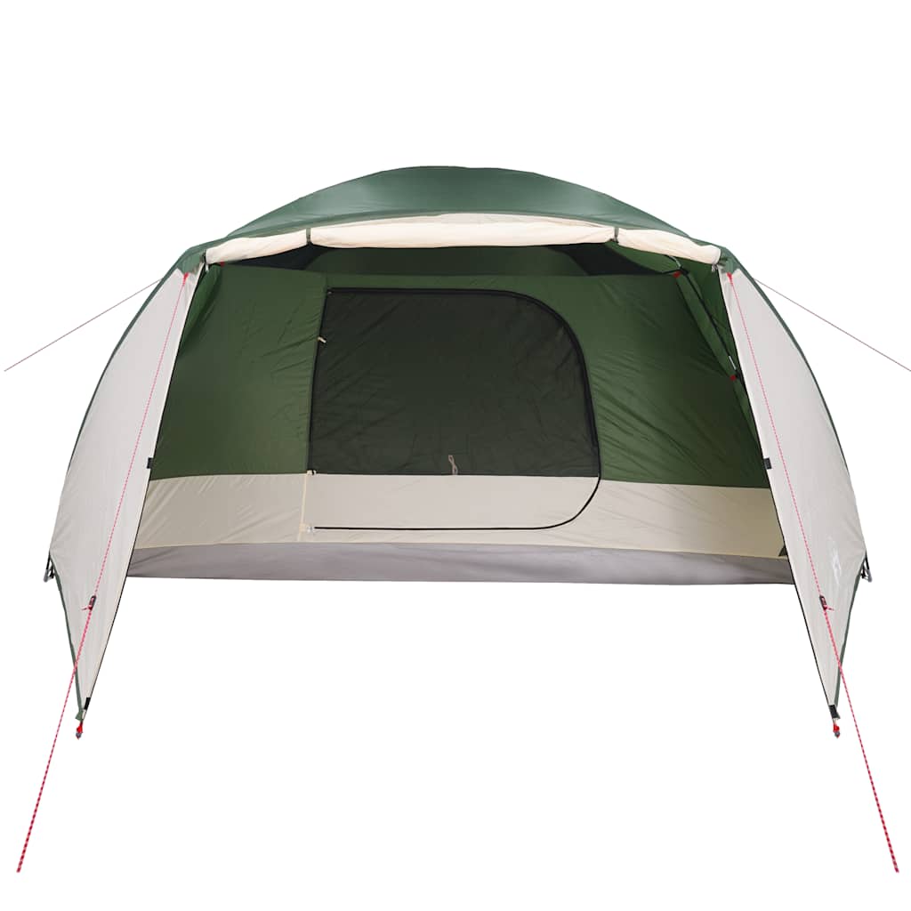 Detail van de groene vidaXL 4-persoons tent met luifel en gaaswand voor ventilatie.