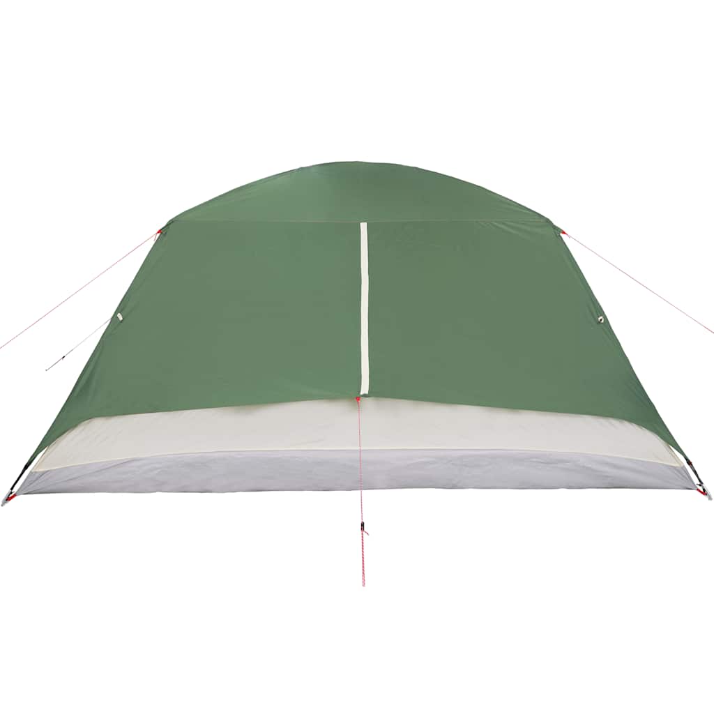 Detail van de groene tent vidaXL met luifel, zijaanzicht van het waterdichte doek.