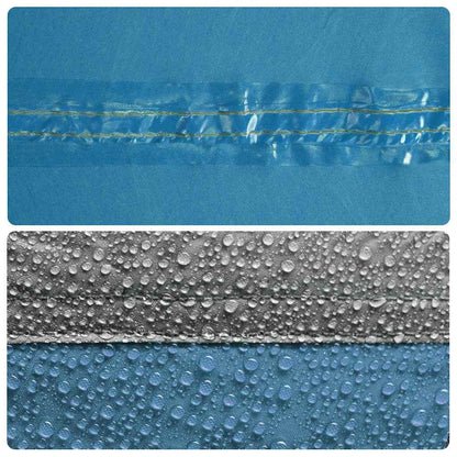 Detail van de waterdichte naden van de vidaXL tent in blauw.