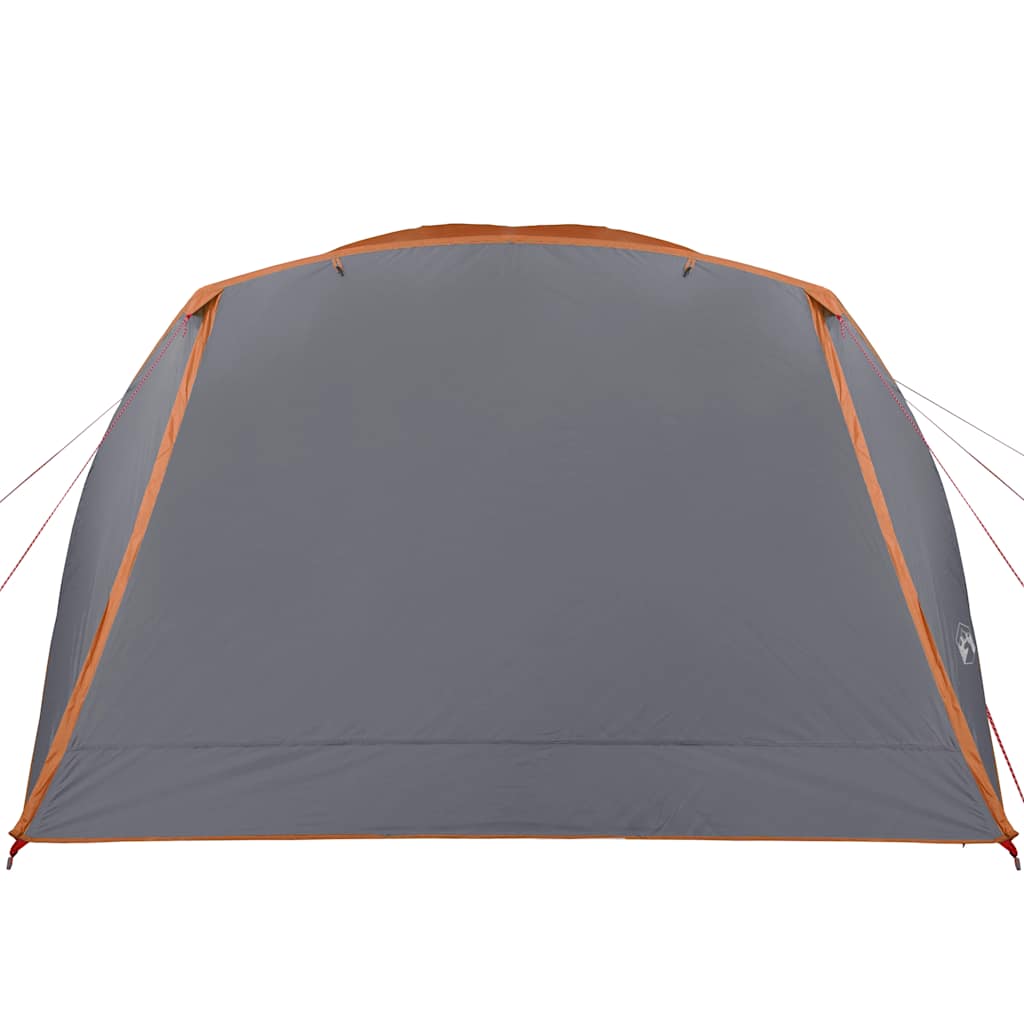 Zijaanzicht van de vidaXL tent met oranje luifel, waterdicht en ruim voor vier personen.