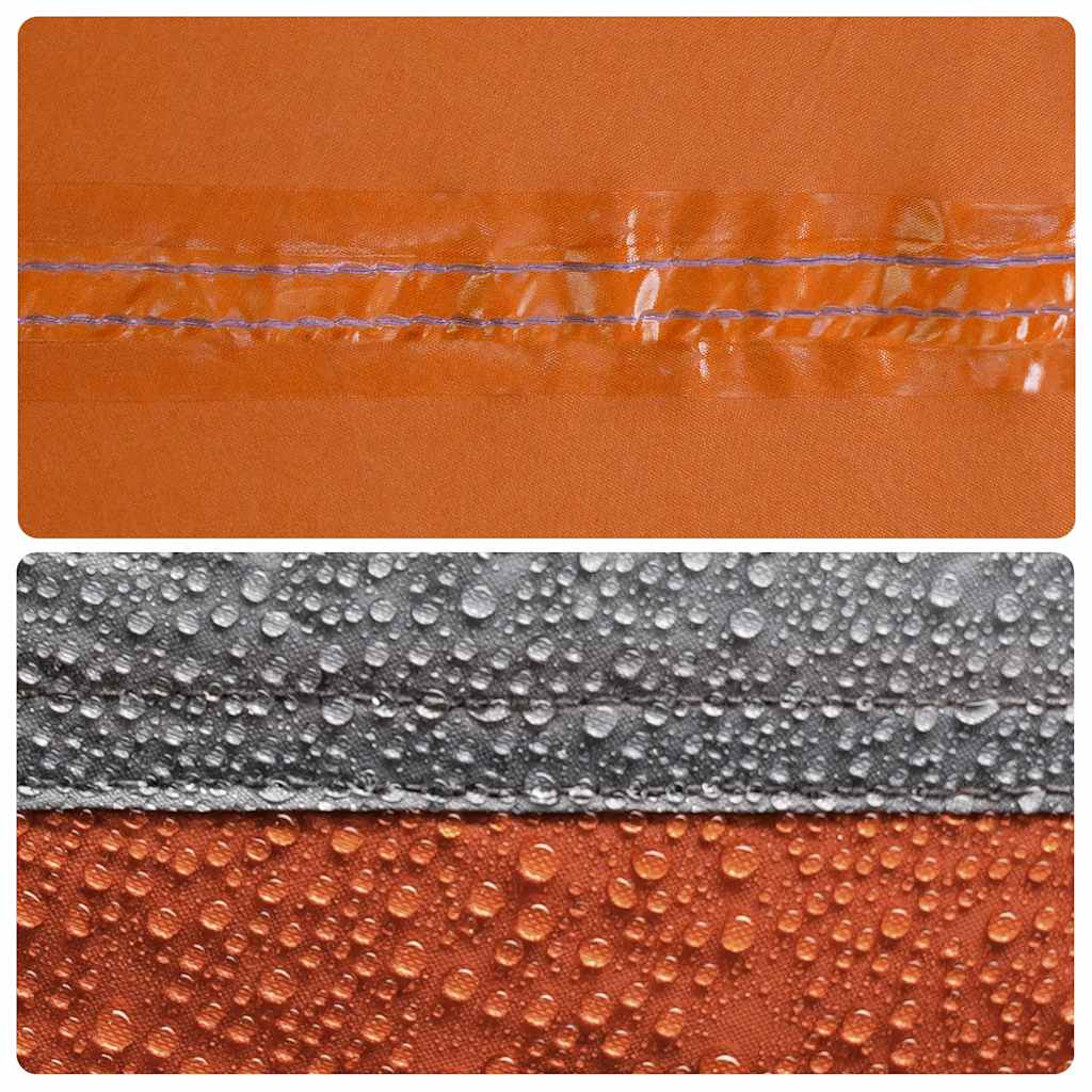 Detail van de waterdichte naden van de vidaXL 6-persoons tent in grijs en oranje.