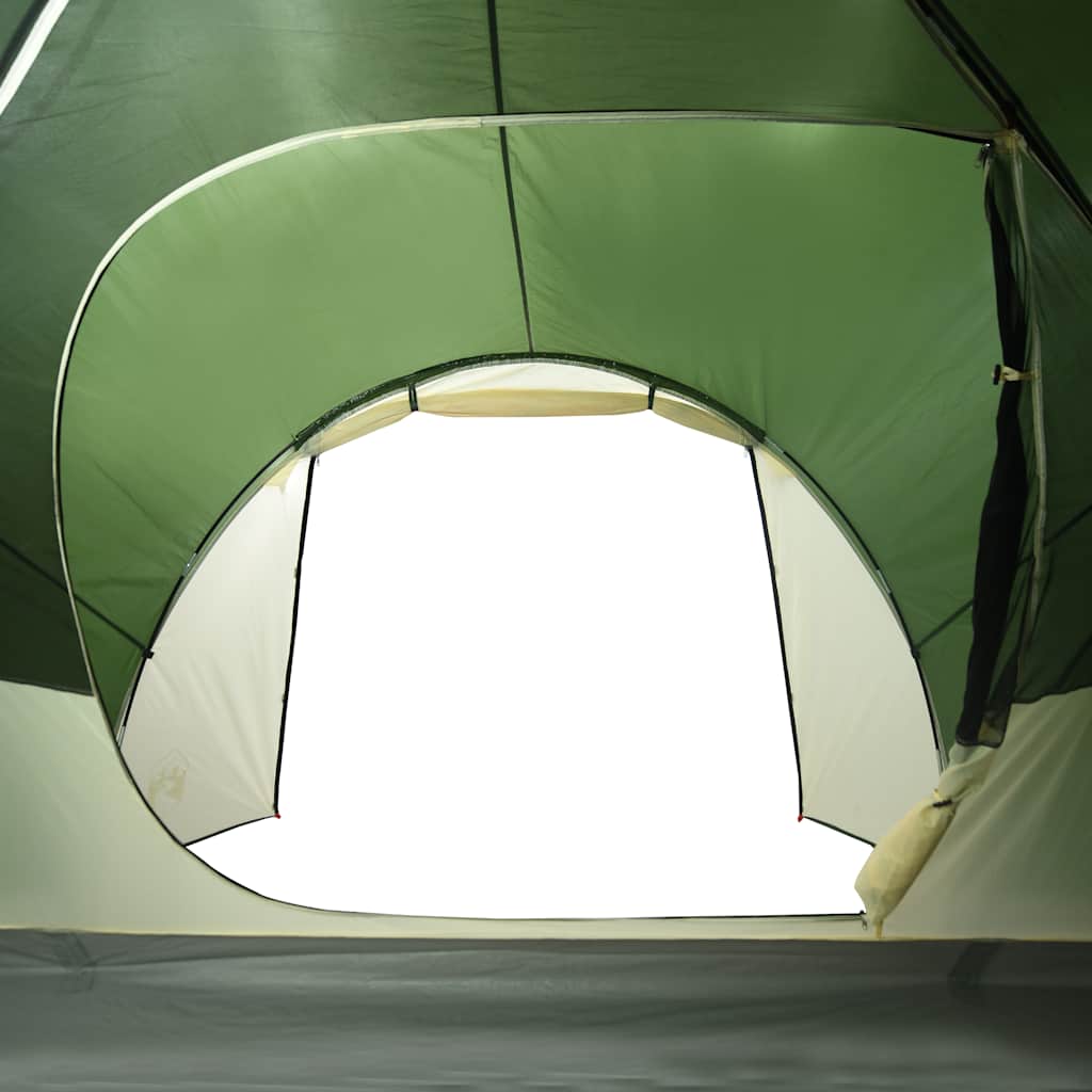 Detail van het ventilatierooster van de vidaXL gezinstent, met groene en witte kleuren.