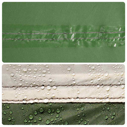 Detail van de waterdichte naden van de vidaXL gezinstent in groen.