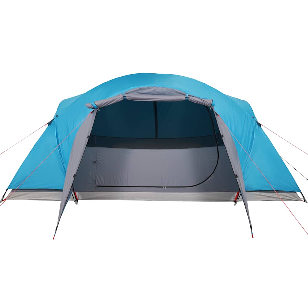 Detail van de blauwe vidaXL Crossvent gezinstent met open ingang en ventilatie.