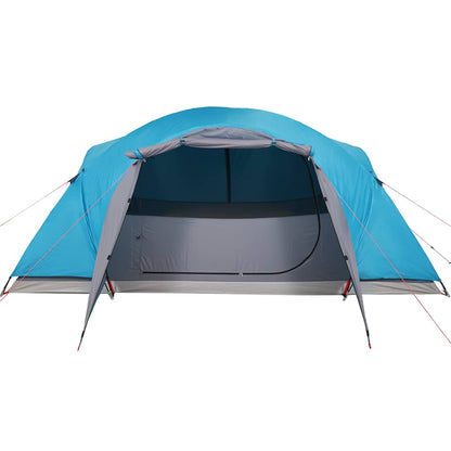 Detail van de blauwe vidaXL Crossvent gezinstent met open ingang en ventilatie.