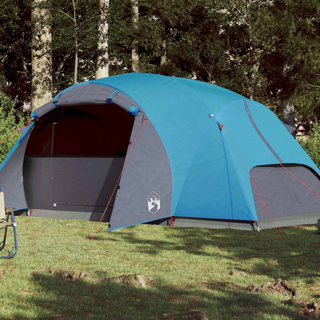 Blauwe vidaXL Crossvent gezinstent voor 8 personen, met waterdichte en ventilatiekenmerken.