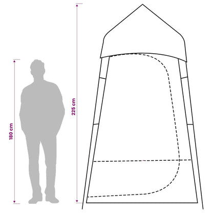 Zijaanzicht van de vidaXL toilettent met afmetingen en silhouet van een persoon.