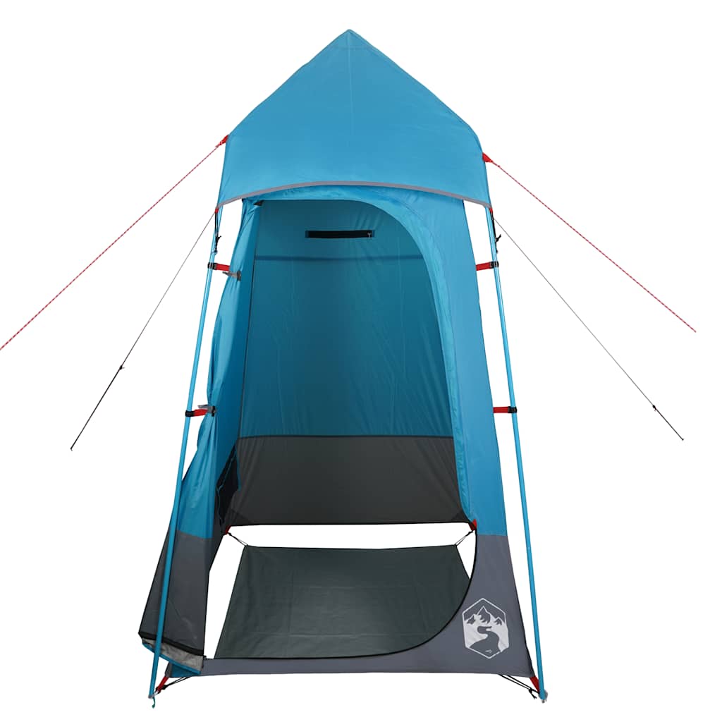 Zijaanzicht van de vidaXL Toilettent in waterdicht blauw met open ingang.