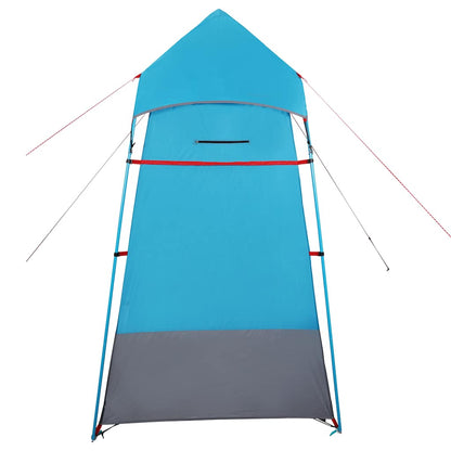 Detail van de vidaXL toilettent in blauw met een grijze onderzijde en ventilatierooster.
