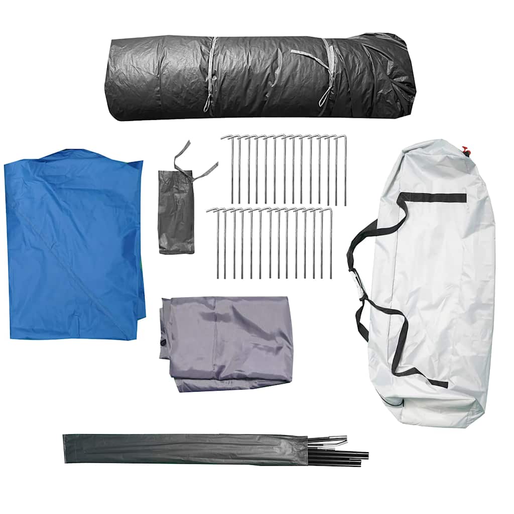 Detail van de accessoires van de vidaXL gezinstent, inclusief haringen en tentstokken.