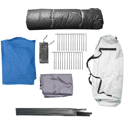 Detail van de accessoires van de vidaXL gezinstent, inclusief haringen en tentstokken.